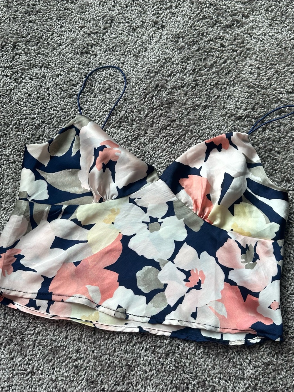 Timing Floral Satin Cami in Navy Multi